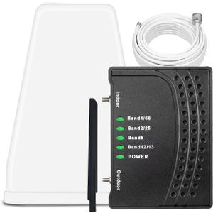Cell Phone Booster for Home & Office,Up to 2,000 sq ft,Cell Phone Signal Booster with Band 66/25/2/4/5/12/13/17,Boost 5G 4G Data for All U.S. Carriers FCC Approved