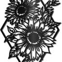 CREATCABIN Sunflower Wall Decor Black Metal Wall Art Flower Floral Rustic Sign Hanging Sculpture for Home Indoor Outdoor Farmhouse Bathroom Living Room Office Garden Kitchen Decorations 11.8 x 7 Inch