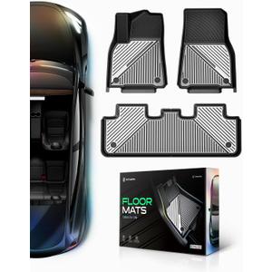 YHTAUTO Upgrade Galaxy Grey Car Floor Mats Fit Tesla Model Y Juniper 2026 2025 2024 2023 2022 2021 2020 TPE Dual-Tone All Weather Car Mats, Custom Fit Model Y Interior Acessories