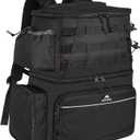 MATEIN Fishing Backpack, Water Resistant Fishing Tackle Box Bag with Rod Holders & Cooler, Gear Gifts for Men (Black - Large)