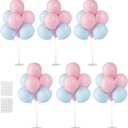 6 Sets Balloon Stand Kits, Balloon Sticks with Base for Table Centerpieces Graduation Birthday Baby Shower Gender Reveal Party Decorations(Blue&Pink)