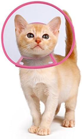 PETBABA Cat Cone Collar, to Stop Licking, Recovery Elizabethan After Surgery, Clear Soft Neck E-Collar, Not Block Vision, for Kitten Puppy Dog Pet in Surgery Remedy - S in Rose