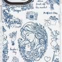 for iPhone 13 & iPhone 14 Case, Blue White Toile Mama Mother’s Day Pattern, Military-Grade Drop Protection, Elegant Vintage TPU Protective Cover with Camera Control for Women Mother's Day
