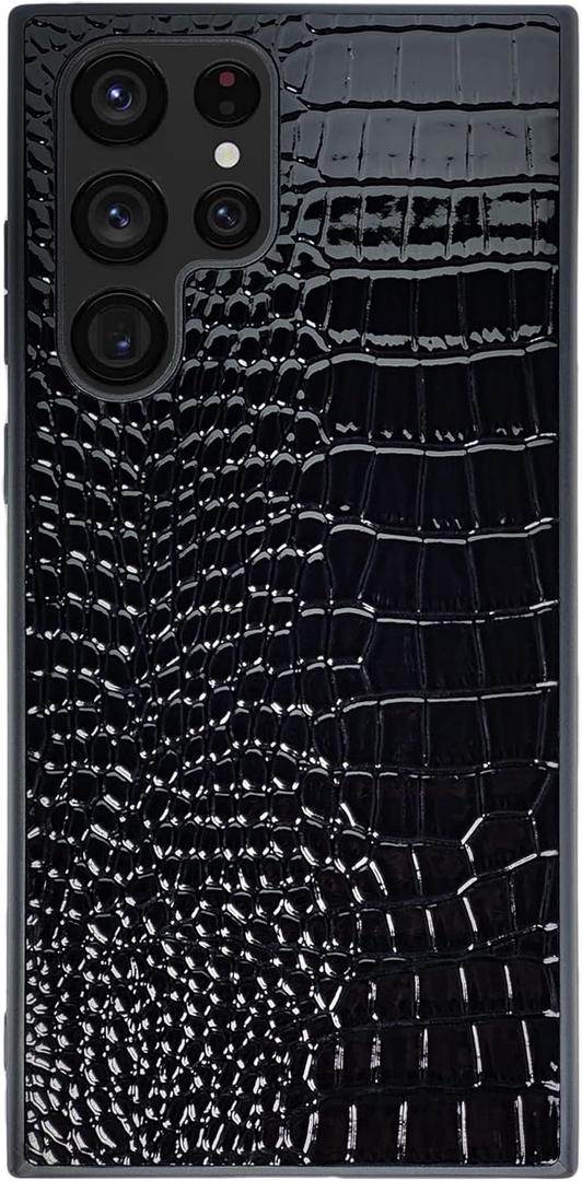 for Samsung Galaxy S23 Case 6.1 Inch, Crocodile Synthetic Patent Leather Cover, Classic Alligator Fashion - Black for Samsung Galaxy S23 Case 6.1 Inch, Crocodile Synthetic Patent Leather Cover, Classic Alligator Fashion - Black