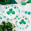 2 x U-QE 60PCS St Patricks Day Plates - Clear and Green Disposable Plates - Premium Hard Green Plastic Plate Including 30 Dinner Plate 10.25'' & 30 Dessert Plate 7.5 '' Perfect for St. Patricks Day