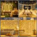 300 LED Curtain String Lights 9.8FT Plug in Fairy Lights with Timer and 8 Modes, Waterproof Window Wall Lights for Bedroom Wedding Party Indoor Outdoor Christmas Decor