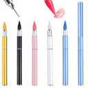 WOKOTO 5 PCS Double-Side Rhinestone Picker Tools With Caps, Wax Pencil For Rhinestones Applicator Dotting Tools Nail Art Gem Pen Rhinestone Pen Tool Wax Pen For Rhinestones Gem Picker Bedazzling Tool