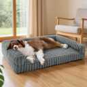 Bedsure ComfyFleece Orthopedic Dog Beds Large Sized Dog, Waterproof Memory Foam Pet Couch Sofa with Sides, Non-Slip Bottom and Egg-Crate Foam Large Pet Bed with Washable Corduroy Cover, Grey (35.0"l X 25.0"w X 7"th)