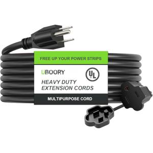 Outdoor Extension Cord Waterproof 5FT, Black 12/3 SJTW Heavy Duty, Flexible 100% Copper 3 Prong Extension Cord for Lawn, Garage,UL List