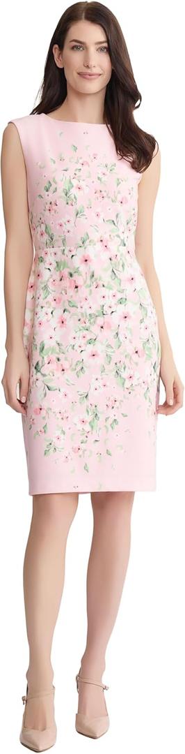 Kasper Women's Sleeveless Printed Sheath Dress (10 Petite, Tutu Pink Multi)