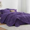 Love's cabin King Size Comforter Set Purple, 7 Pieces King Bed in a Bag, All Season Bedding Sets with 1 Comforter, 1 Flat Sheet, 1 Fitted Sheet, 2 Pillowcase and 2 Pillow Sham | Soft, Breathable, Lightweight, Comfortable
