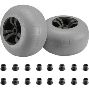 Beach Balloon Wheels, 13" Flat-Free Solid PU Beach Cart Tires Replacement Big Sand Wheels for Beach Buggy, Kayak Trolley, Canoe Cart, Rolling Walker, Garden Cart, Wheelchair & Buggy, 2-Pack