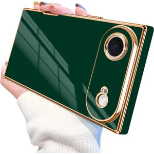 Designed for iPhone Air Case Rectangle, Works with Magnetic Wireless Charging, Full Lens Protection, Flexible TPU Electroplated Edge for Women Men Phone Case for iPhone Air Green (Air 6.5inch)