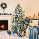 24ct 1.57" Small Mini Little Christmas Ball Ornaments Set for Tree Decorations, Blue Silver Winter Wonderland Shatterproof Plastic Xmas Balls Decor Hanging Ornament Bulk for Holiday Birthday Party