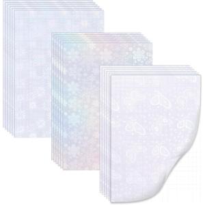 18 Sheets Holographic Sticker Paper, VEINARDYL Transparent A4 Size Self-Adhesive Lamination Waterproof Sticker Paper, Clear 11.7 x 8.3in Snowflakes Patterns Cold Lamination Film - 3 Styles
