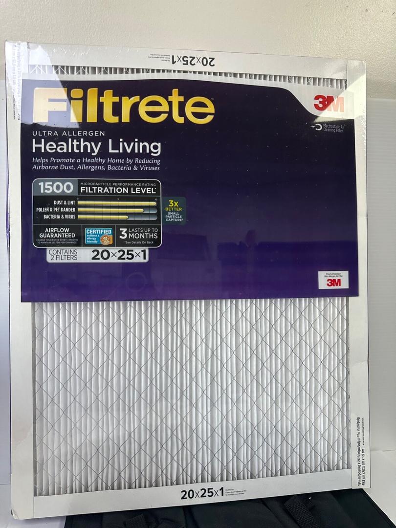 Filtrete 20x20x1 AC Furnace Air Filter, MERV 12, MPR 1500, CERTIFIED asthma & allergy friendly, 3 Month Pleated 1-Inch Electrostatic Air Cleaning Filter, 6-Pack (Actual Size 19.69x19.69x0.78 in)