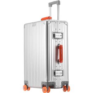 24 inch Aluminium Zipperless Suitcase, Full Aluminum Hard Shell Check-in Suitcase, 24 Inch 100% Aluminum Hard Shell Luggage with PU Wheels,Aluminium Large Luggage with TSA Locks(Silver)