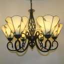 Tiffany Style Chandelier Stained Glass Pendent Ceiling Light Flush Mount Ceiling Light Vintage Chandeliers Lighting Lamps (Leaf 6)