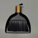 MR.SIGA Mini Dustpan and Brush Set, Portable Cleaning Brush and Dustpan Combo with Bamboo Handle, Black, 1 Set