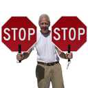 SmartSign Pack of 1, 18 x 18 inch Handheld STOP - STOP Paddle Sign with Handle, Double-Sided, 120 mil Aluminum Composite, Engineer Grade Reflective, Red and White