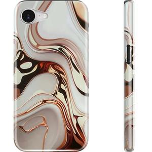 Goodon for iPhone 16e Case - Wireless Charging - Dual-Layer Hard Shell & Silicone Cover - Protective Phone Case with Cute Wildflower Designs for Women - Marble Morph