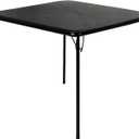 VECELO 34'' Folding Card Table Square with Soft Padded Tabletop, Portable for Dining Room, Parties, Games, Puzzles, Black