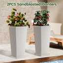 Front Porch Planters Outdoor Set of 2, 24" Tall Plastic Planters for Outdoor Plants with Drainage, Extra Large Outdoor Planter Pots, Tapered Tall Planters for Front Door & Indoor Plants, White