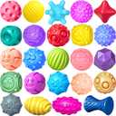 24 Pcs Sensory Balls for Toddlers 1-3, Sensory Baby Toys 6-12 Months, Montessori Toy for Babies 6-12 Months Squeeze, Infant Toys Soft Multi Ball Set Gifts with Bright Color Textured