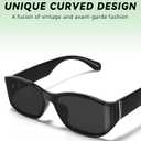 Wrap Around Sunglasses for Women Men Curved Rectangle Sun Glasses Fashion Trendy Fashion Shades