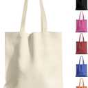MOLOVA 1-200 Pack Premium Canvas Reusable Tote Gift Bags,Made of Natural Canvas with Handle,Work,DIY,Shopping(1 Pack)