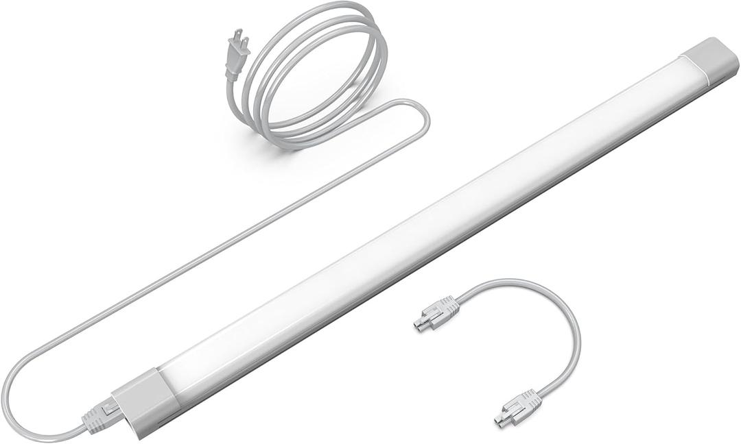 24" Plug-in LED Under Cabinet Lights, 12.5W 1000LM 3000K, Dimmable Kitchen Lighting, Easy Install with 5FT Power Cord and 12" Linking Cord, Connect Up to 15 Units, YT-4101-24