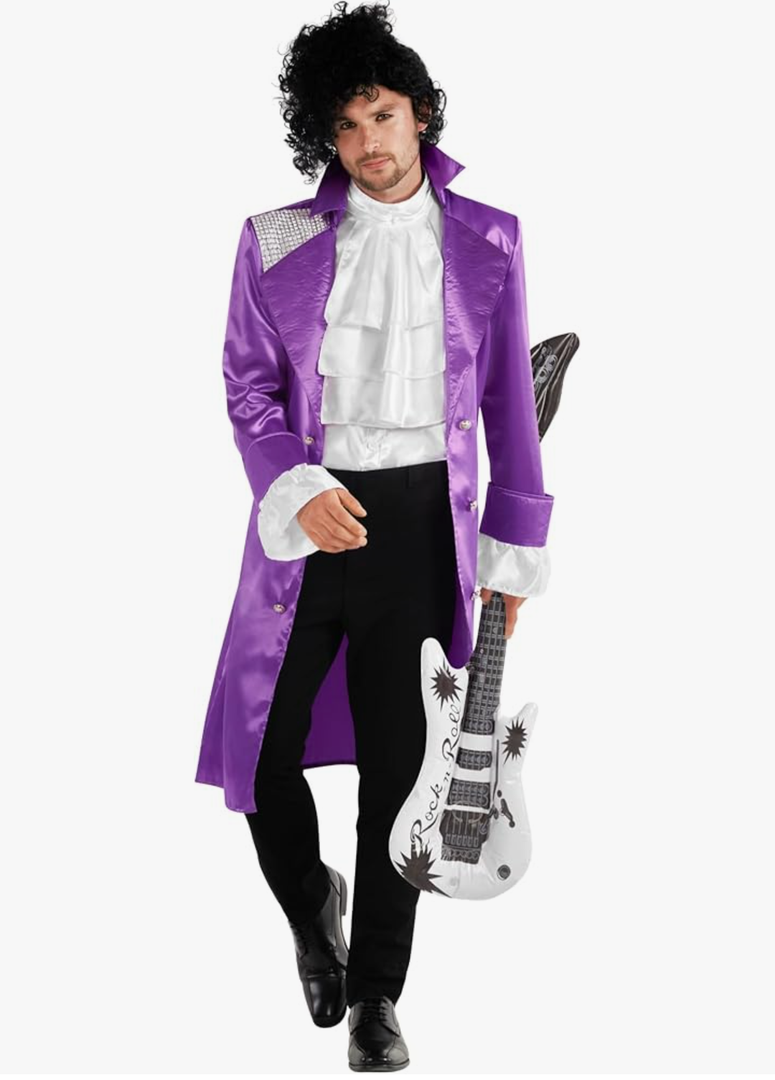 Morph Purple Pop Star Costume Men With Jacket And Wig, Musician Costume Adult, Halloween Costumes For Men M
