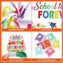 42 Pcs Happy Teacher Retirement Decorations Retirement Banner Backdrop Hanging Swirls Paper Pompoms Honeycomb Centerpieces School's out Decor for Retired Farewell Party Supplies