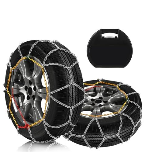 SCITOO KN110 Snow Chains Quick Easy Installation,Tire Traction Chain for Car Pickup Trucks SUV,Adjustable Universal Emergency Thickening Tire Chains Width 215 225 235 245(15" 16" 17" 18")- Set of 2