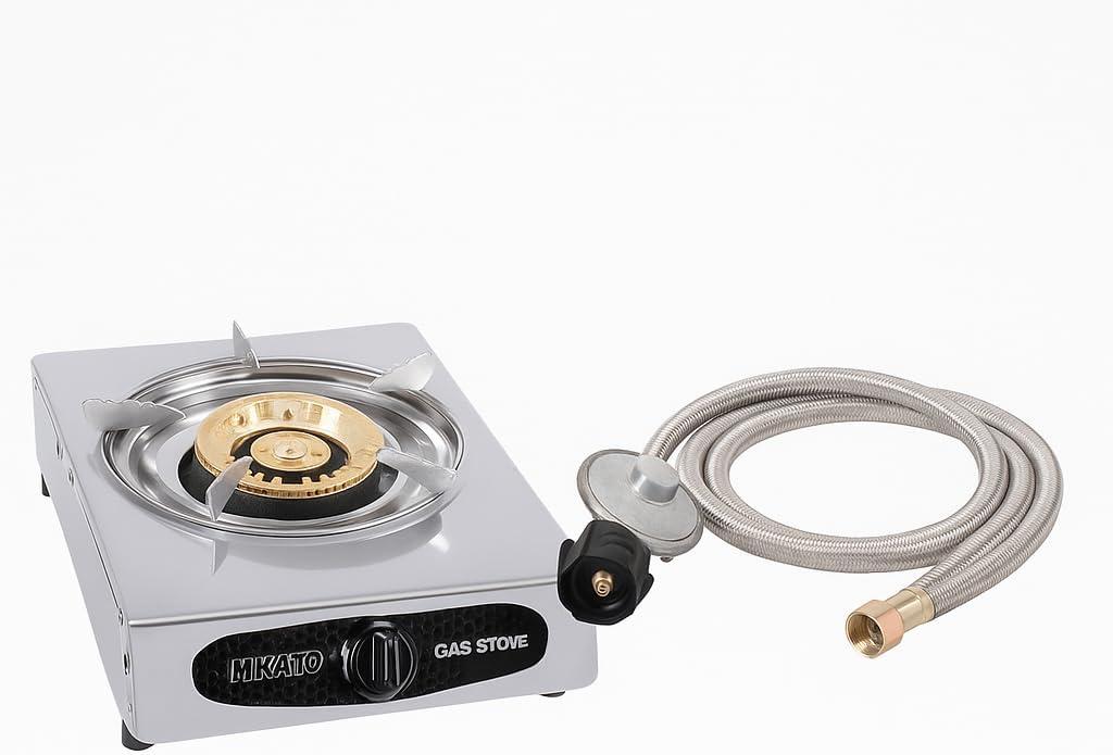 Single Burner Gas Stove With Regulator, Stainless Steel Propane Stove For Camping, Tailgating, and Hurricane Preparedness