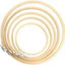 Similane 5 Pieces Embroidery Hoops Bamboo Circle Cross Stitch Hoop Ring 5 inch to 10 inch for Embroidery and Cross Stitch