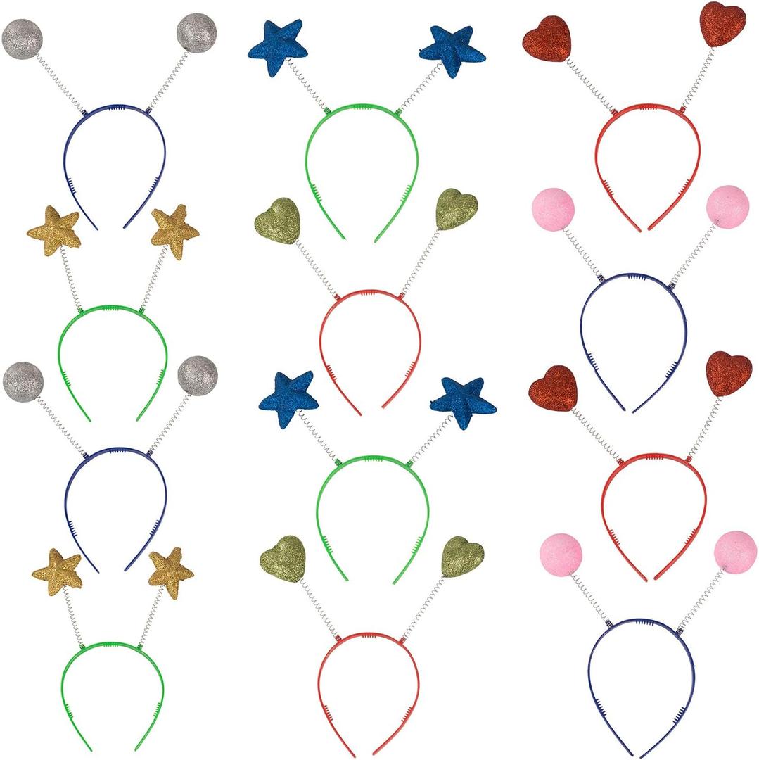 Funny Party Hats Head Boppers in Assorted Design- 12 Piece Party Accessories Blue Gold