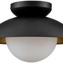 CLAXY Nautical Farmhouse Flush Mount Ceiling Light with Milky White Glass Globe Ceiling Light Fixture Matte Black Finish