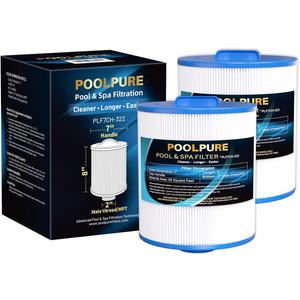 POOLPURE 7CH-322 Hot Tub Spa Filter Cartridge Compatible with PAS35-F2M, Unicel 7CH-322, Filbur FC-0420, Coleman 100520, 3301-2109, Aladdin 13202, Philter 70321, Artesian Top Load Spa 32 sqft, 2 Pack