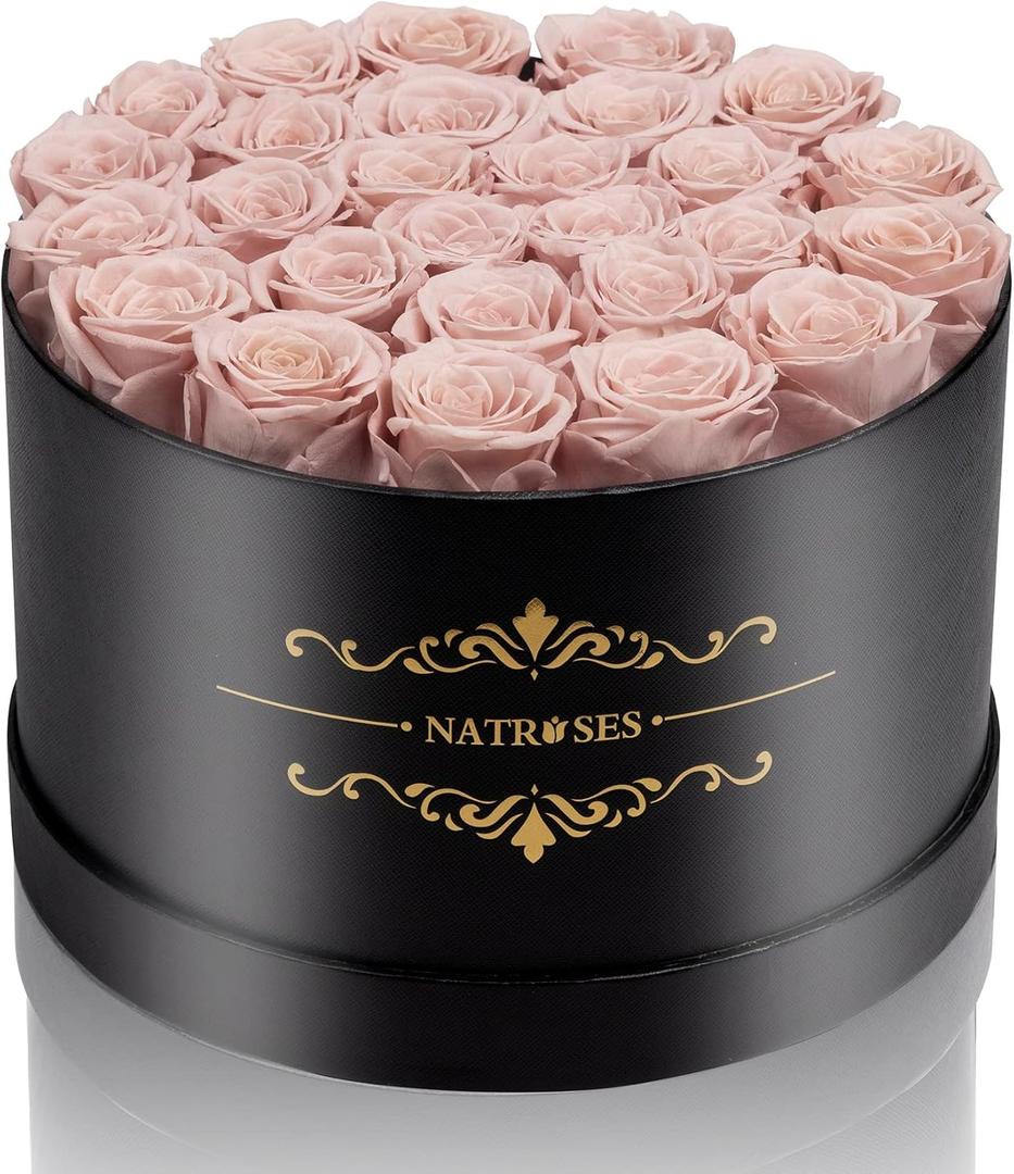 NATROSES Gifts for Her 27 Piece Forever Preserved Roses in a Box, Preserved Flowers for Delivery Birthday, Flowers Gifts for Mothers Day, Dusty Pink