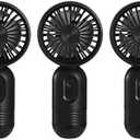 Portable Mini 3-pack Handheld Personal Small Fan with 3-speed for Travel, USB Rechargeable Battery Operated Eyelash Fan, Black