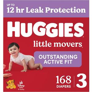 Huggies Size 3 Diapers, Little Movers Baby Diapers, Size 3 (16-28 lbs), 168 Count (6 Packs of 28)