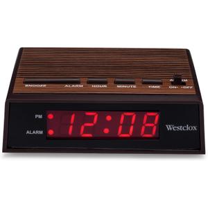 Westclox Retro Wood Style Easy To Read Super Bright Small Night Table Ascending Alarm Clock 22690.