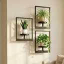 Picture Frame Wall Planters Set of 3, Modern Metal Hanging Shelves for Plants, Rustproof Wall Mount Flower Pot Holder for Indoor Outdoor, Decorative Plant Stand for Living Room Patio, Black