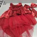 Girls Party Dresses Beaded Tail Hem Princess Gown for Wedding Celebration Flowy Tulle Dress with Bow