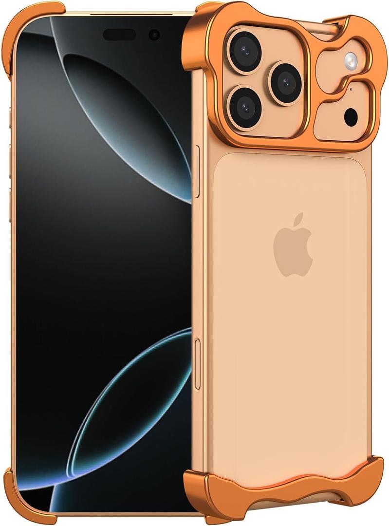 for iPhone 17 Case - Ultra-Thin Naked Feel Orange Aluminum Alloy Metal Bumper | Slim Armor Frameless Minimalist Design | Protective Phone Cover