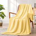 Excervent Soft Flannel Fleece Throw Blanket (Light Yellow, 50x70 inches) Lightweight Microfiber Chevron Pattern Blankets for Sofa, Couch, Bed - Fluffy Warm Cozy Decorative