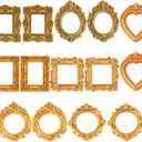 Dovbuqu 14 PCS Mini Gold Picture Frames, Mini Picture Frames, Vintage Resin Frames for DIY Crafts and Home Decor, 7 Distinct Styles with Baroque Design Elements for Creative Displays