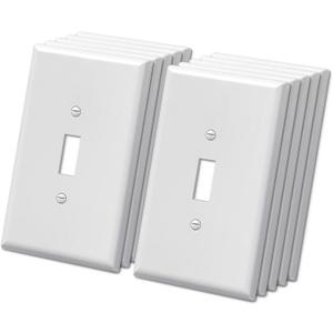 BESTTEN 10 Pack Oversized Toggle Light Switch Wall Plate, 1-Gang Jumbo Switch Cover Plate, Oversize 5.5 x 3.5, Unbreakable Polycarbonate, ETL Listed, White