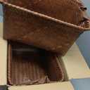 GIB Wicker Storage Baskets for Shelves, Woven Laundry Basket for Organizing Clothes Blanket Basket, Decorative Rectangular Closet Organizers Storage Bins with Handles, Brown, 4 Pack